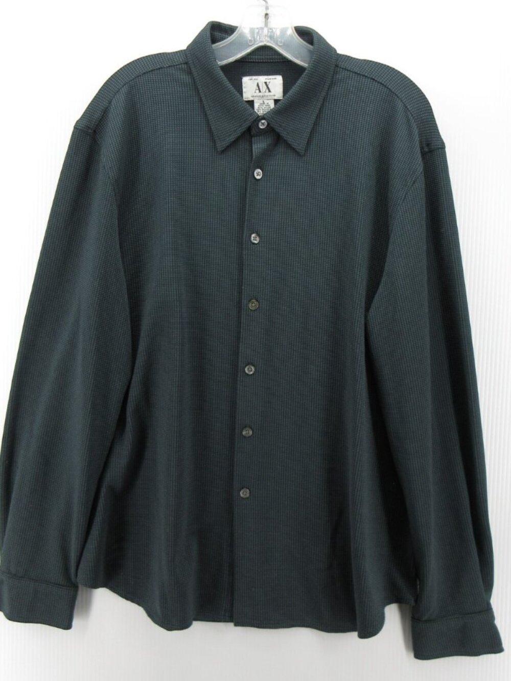 VGT Armani Exchange Shirt Large AX Button Up Micro Check Textured *